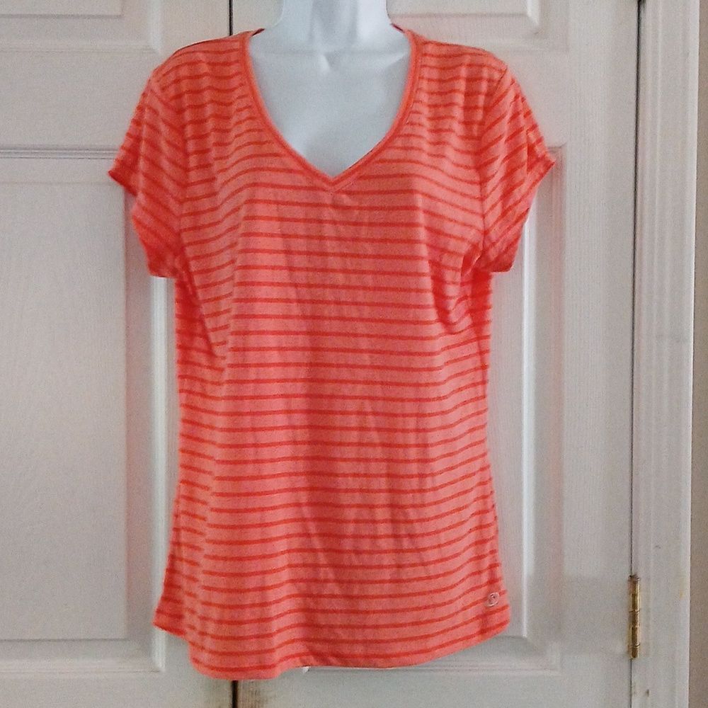 Spalding 2 tone orange striped v neck short sleeve top  Sz XXL NWOT